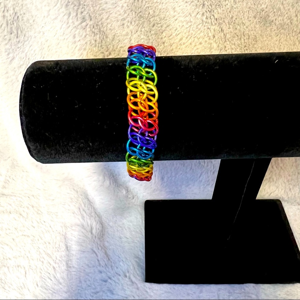 Rainbow chain mail bracelet